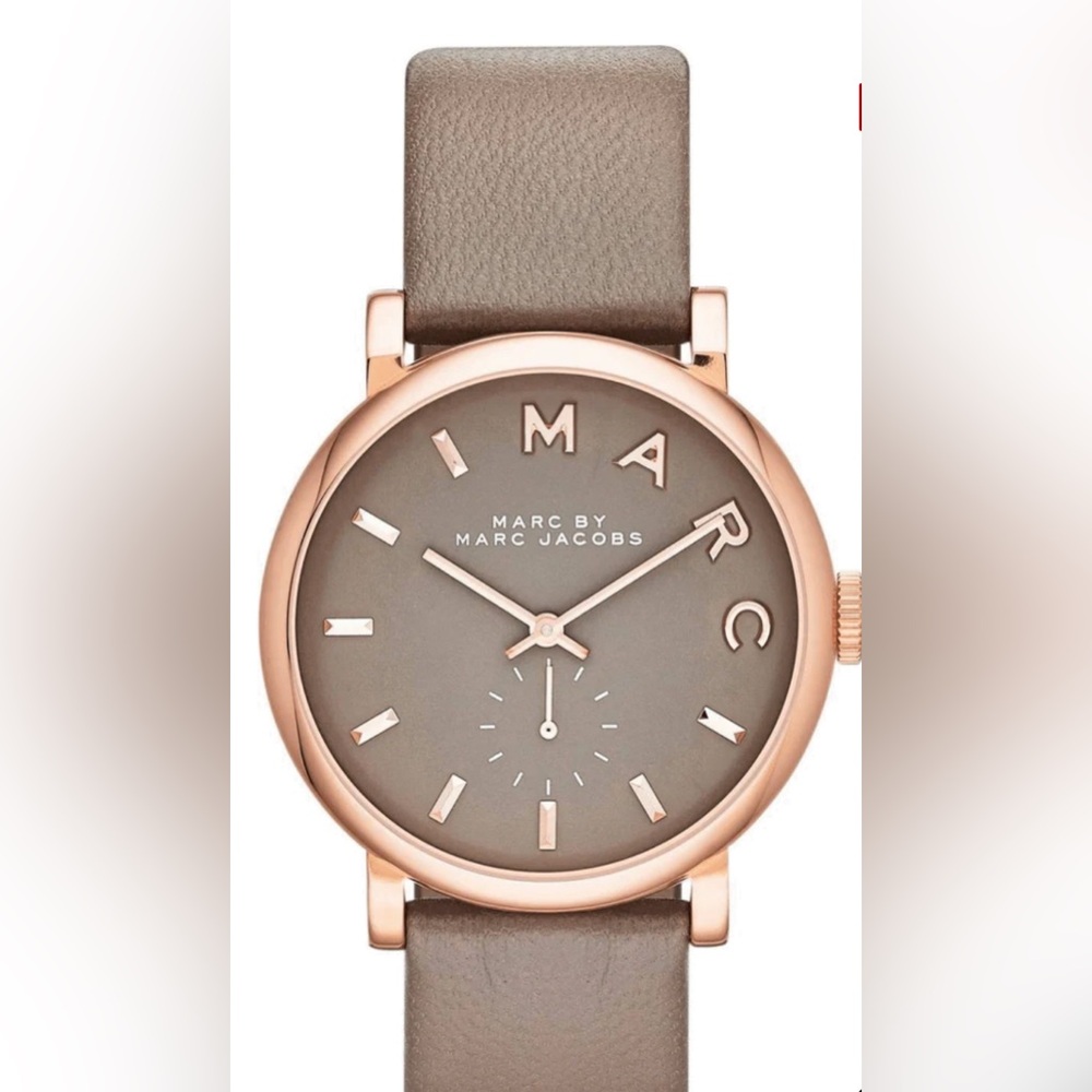 Marc Jacobs Baker Grey Dial Grey Leather Strap Watch for Women